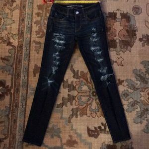 NW American Eagle distressed dark wash jeans Sz 00